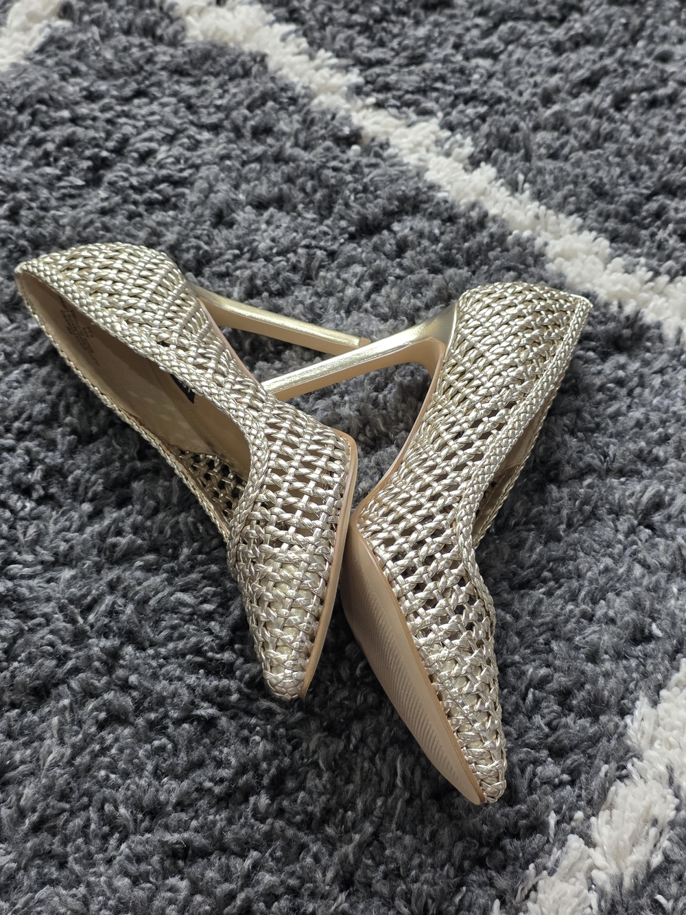 Nine West Women's Metallic Woven Pointed-Toe Pumps - Gold Size 8 - Picture 8 of 11